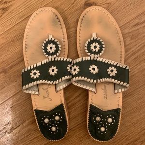 Jack Roger Sandals Dark Green and White